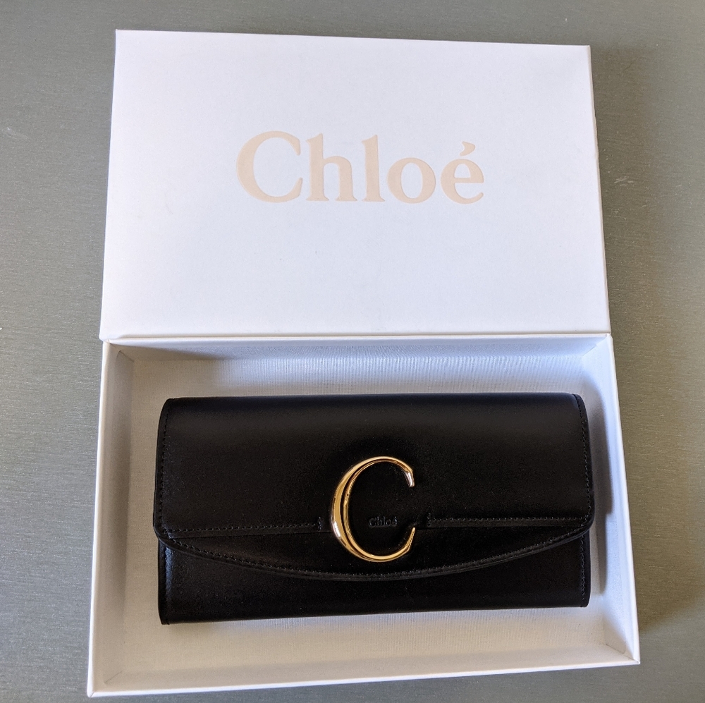 Womens Chloe shiny black calfskin wallet